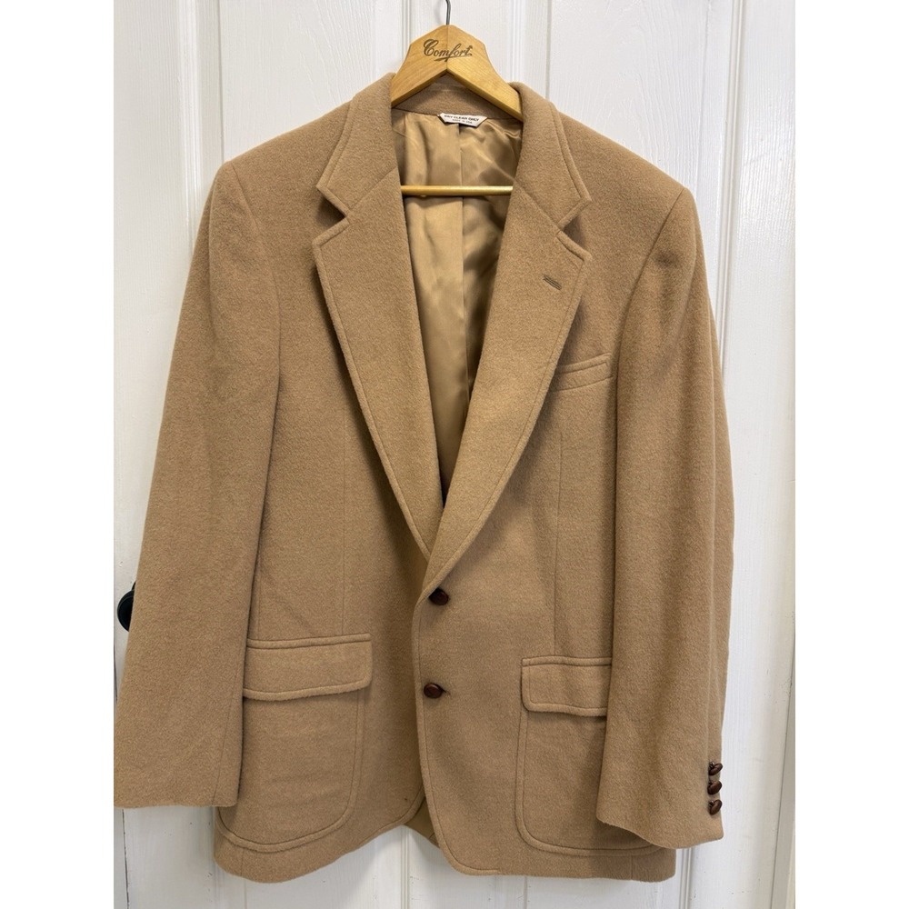 Vintage Barrister 100% Camel Hair Blazer Men's 44R Tan Sport Coat Union Made USA